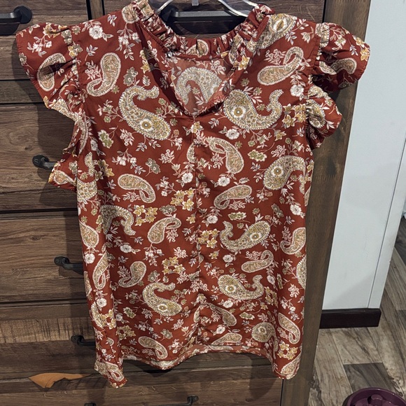 MTS Women's Blouse - Red and Gold Paisley - Picture 2 of 2